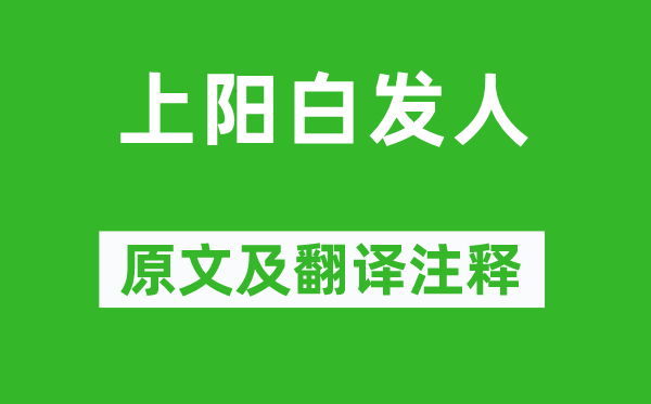 白居易《上阳白发人》原文及翻译注释,诗意解释