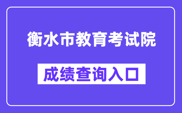 衡水市教育考试院网站成绩查询入口（）