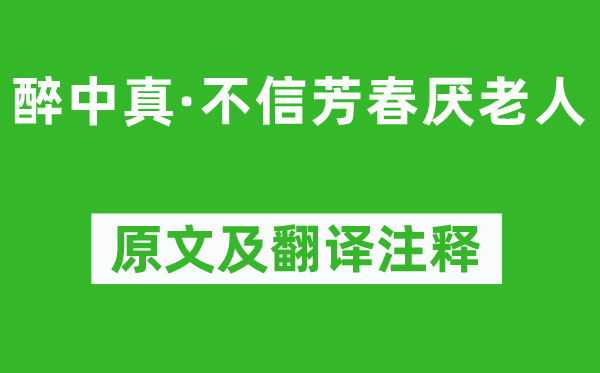 贺铸《醉中真·不信芳春厌老人》原文及翻译注释,诗意解释