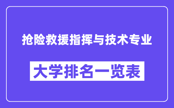 全国抢险救援指挥与技术专业大学排名一览表（最新排行榜）