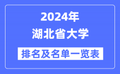 2024湖北省大学排名及名单一览表（最新68所）