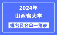 2024山西省大学排名及名单一览表（最新34所）