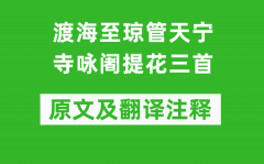 李纲《渡海至琼管天宁寺咏阇提花三首》原文及翻译注释_诗意解释