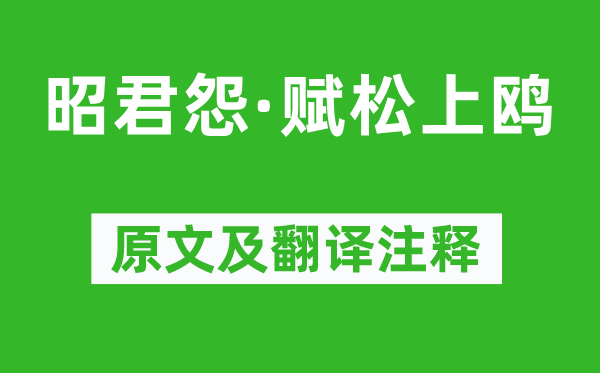 杨万里《昭君怨·赋松上鸥》原文及翻译注释,诗意解释