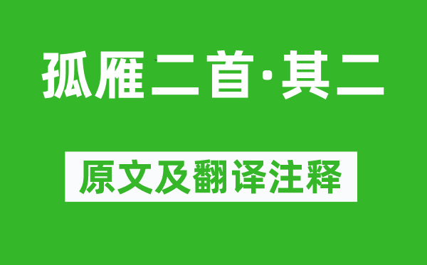 崔涂《孤雁二首·其二》原文及翻译注释,诗意解释