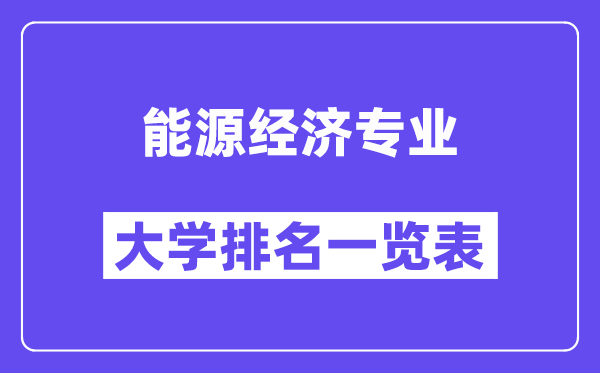 全国能源经济专业大学排名一览表（最新排行榜）