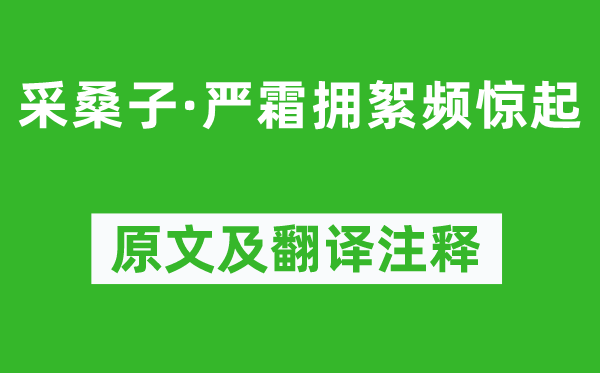 纳兰性德《采桑子·严霜拥絮频惊起》原文及翻译注释,诗意解释