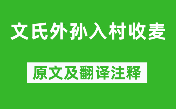 苏辙《文氏外孙入村收麦》原文及翻译注释,诗意解释