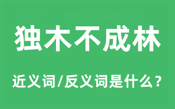 独木不成林的近义词和反义词是什么,独木不成林是什么意思