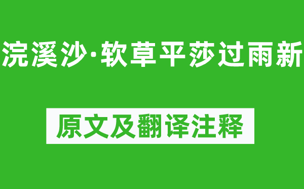 苏轼《浣溪沙·软草平莎过雨新》原文及翻译注释,诗意解释