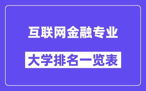 全国互联网金融专业大学排名一览表（最新排行榜）