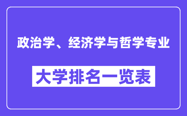 全国政治学、经济学与哲学专业大学排名一览表（最新排行榜）