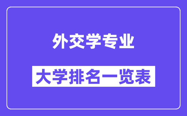 全国外交学专业大学排名一览表（最新排行榜）