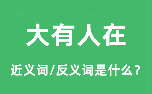 大有人在的近义词和反义词是什么,大有人在是什么意思