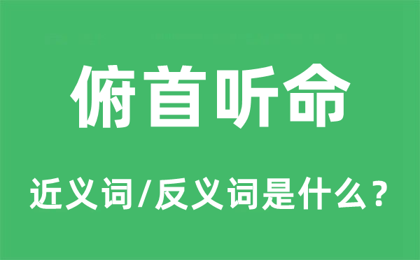 俯首听命的近义词和反义词是什么,俯首听命是什么意思