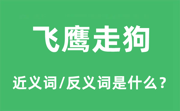 飞鹰走狗的近义词和反义词是什么,飞鹰走狗是什么意思