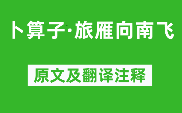 朱敦儒《卜算子·旅雁向南飞》原文及翻译注释,诗意解释